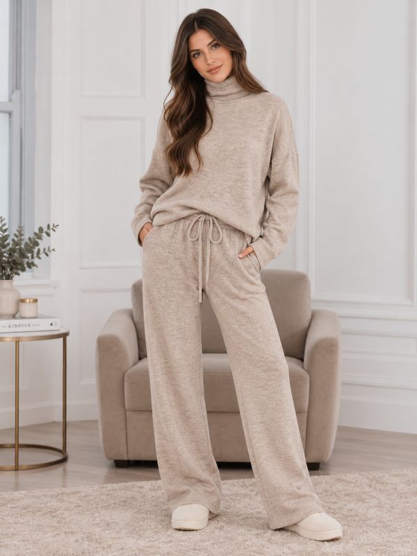 Gia- Roll Neck Blend Cashmere- Stone