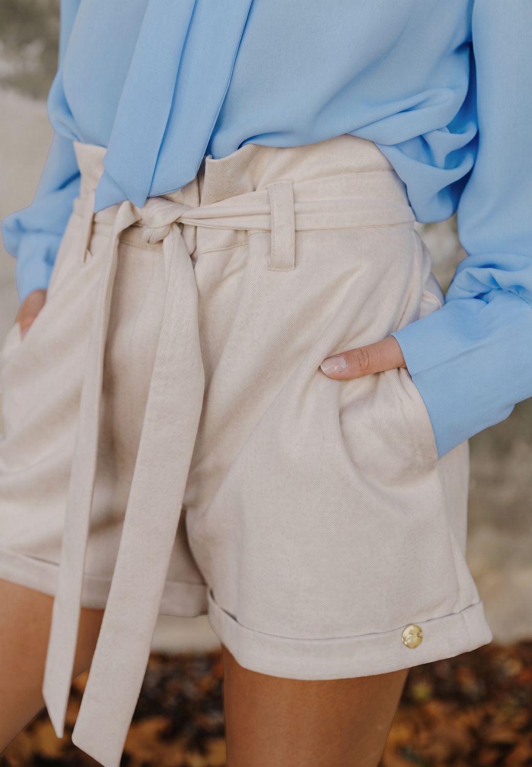 Gia- Mock Suede Shorts - Cream, Size.: X-Small