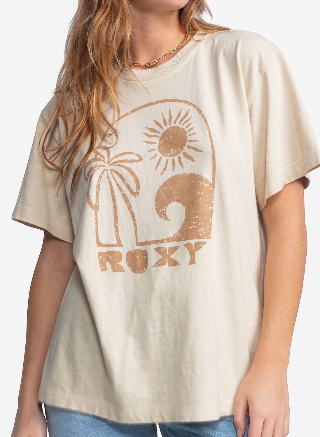 Roxy - Mazzy Tee B - Parchment - ERJZT05848, Colour: Cream, Sizes: X-Small