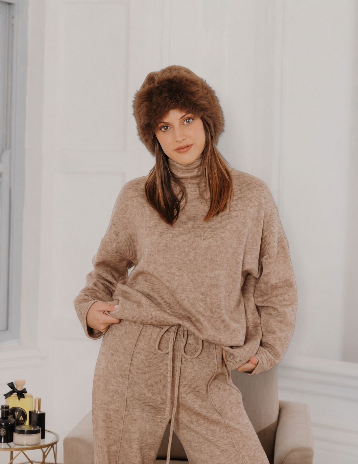Gia-Parker Roll Neck Blend Cashmere -Taupe, Size.: X-Small