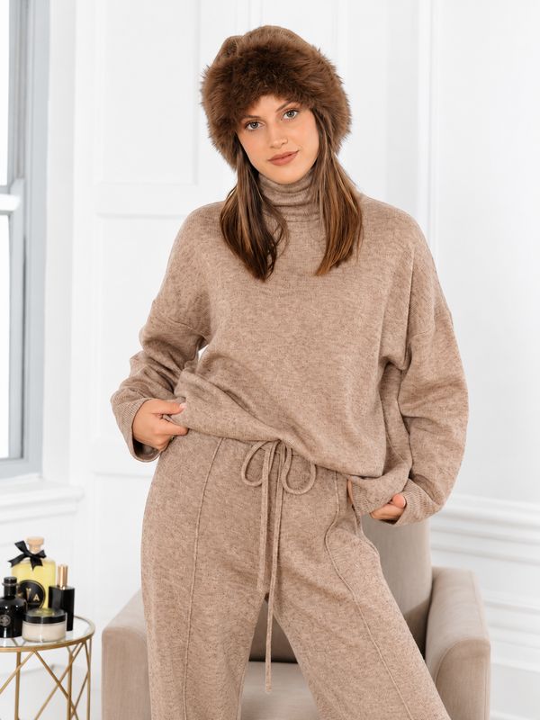 Gia-Parker Roll Neck Blend Cashmere -Taupe