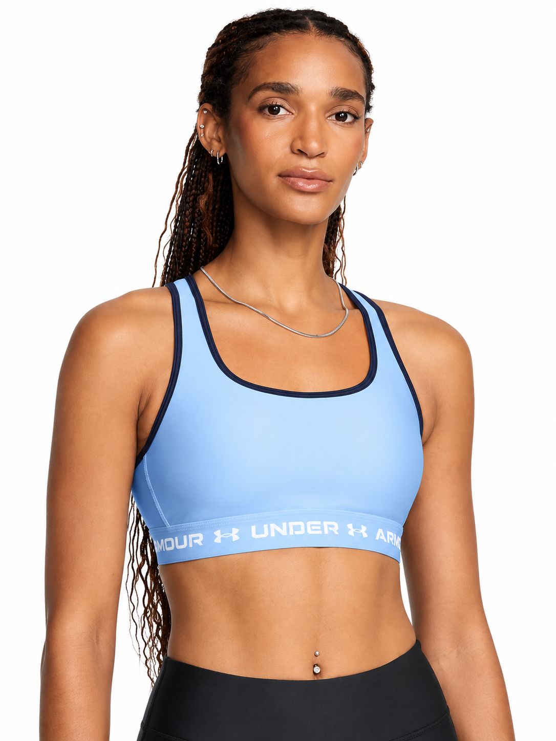 Under Armour - Crossback Mid Bra - Blue, Colour: Blue, Sizes: X-Small