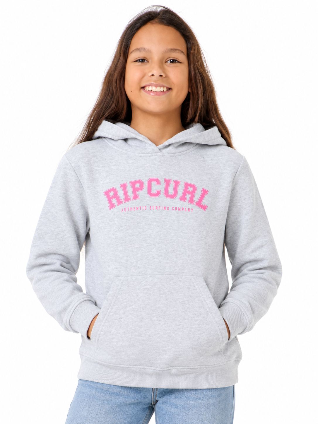 Rip Curl - Varsity Print Hoodie Girls - Grey Melange, SIze: 7/8