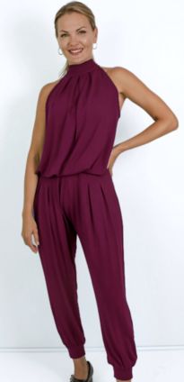 Slick - Felicite Halter Neck Jumpsuit - Port, Colour: Port