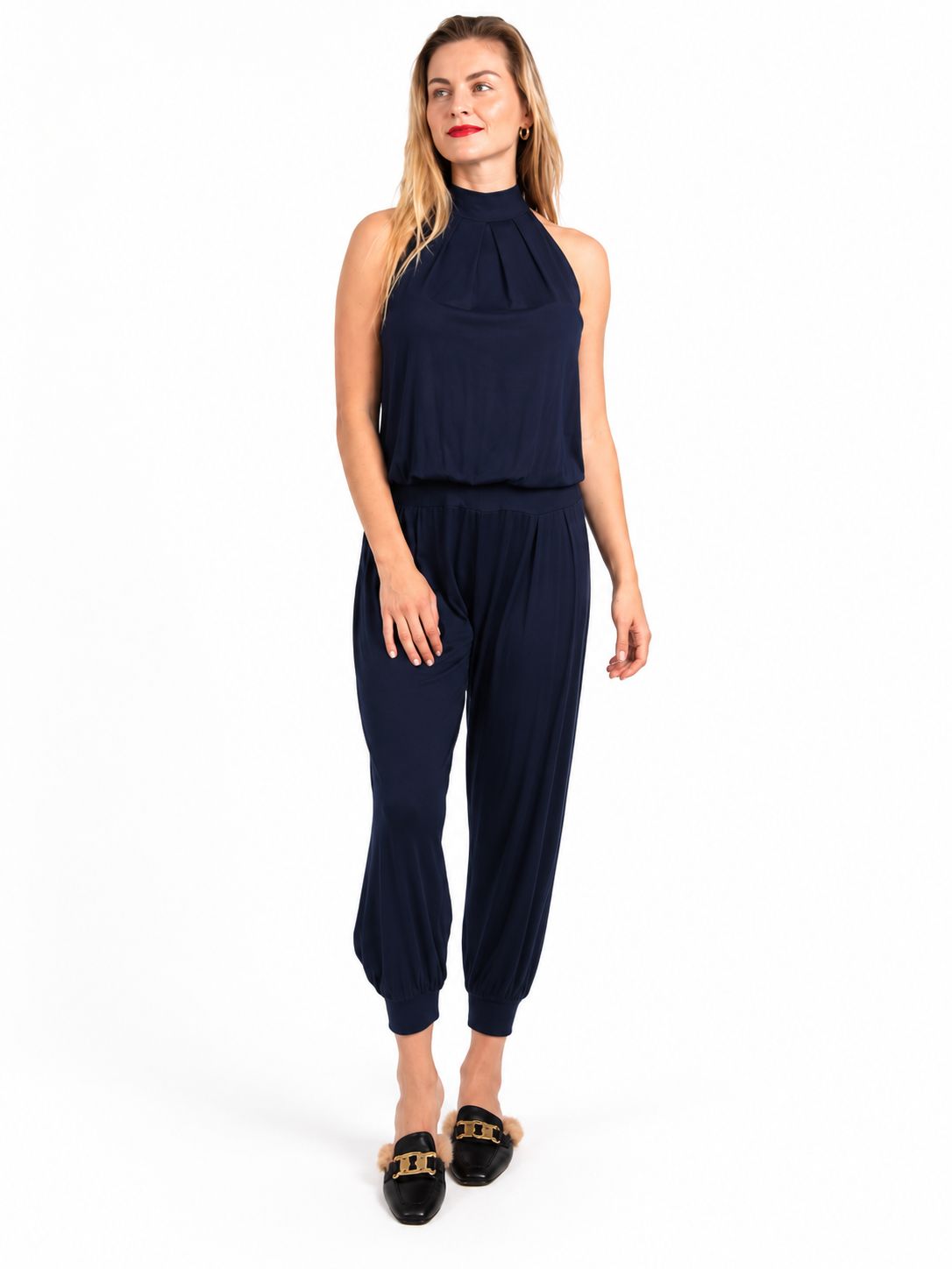 Slick - Felicite Halter Neck Jumpsuit - Navy, Colour: Navy