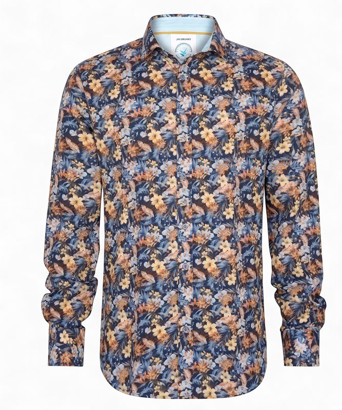 FNF - 31.015 - Navy Floral Long Sleeve Shirt