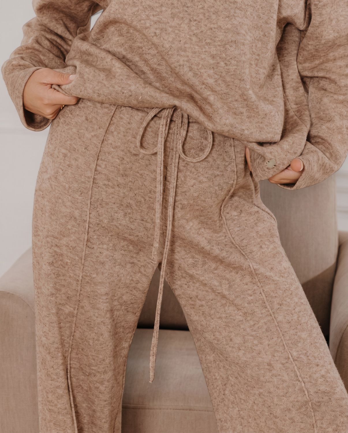 Gia-Wide Leg Cashmere Pants Taupe, Size.: X-Small