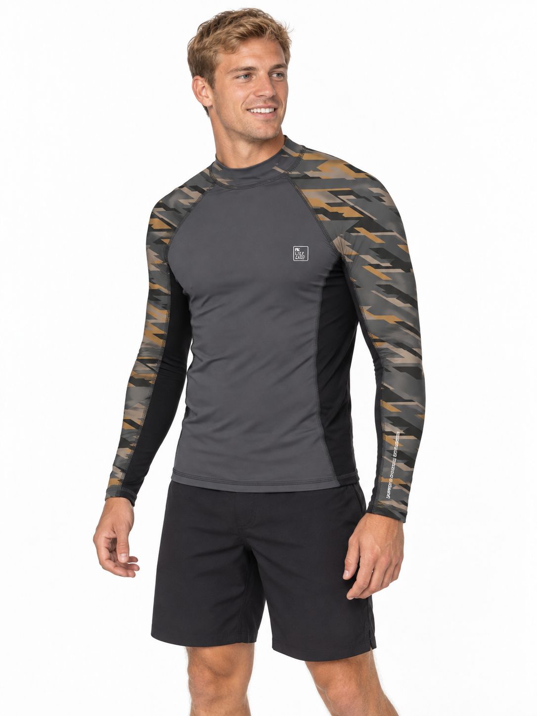 Lizzard - Reginauld - Rashie - 2 colour options, Colour: Grey-Olive/Camo, Sizes: X-Small