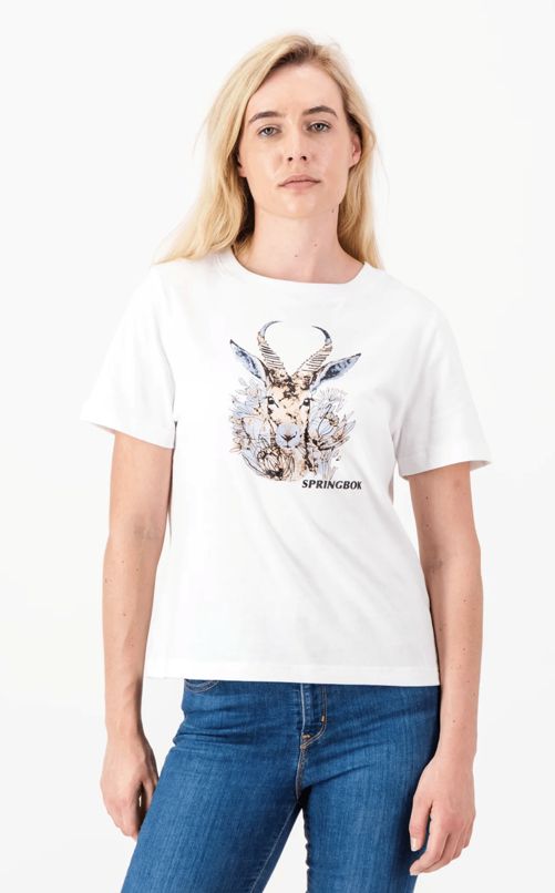 Old School Artistic Springboks Crew Tee, Colour: White, Sizes: XS