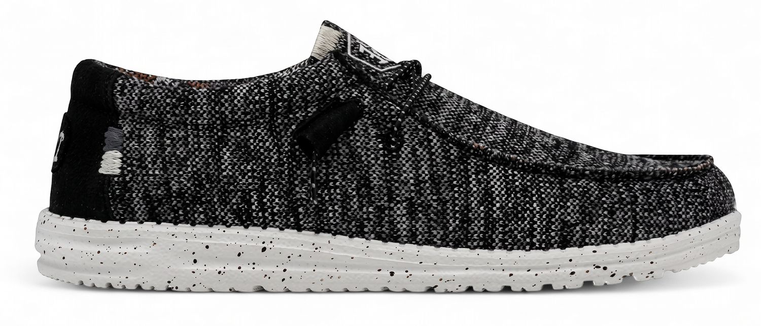 Hey Dude - Wally Stretch Sox - Black White, Sizes: Mens - UK8