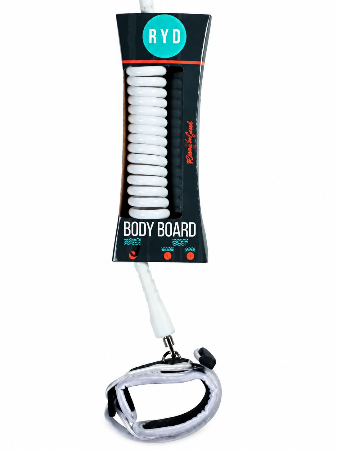 RYD - Bodyboard - Wrist 7mm Leash - 4 colour options, Colour: White/Grey