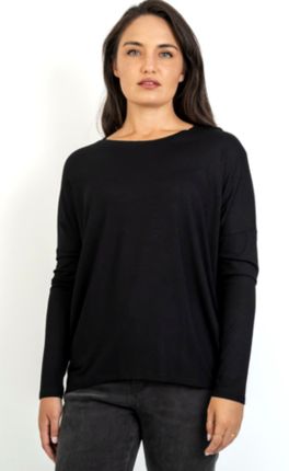 Slick - Knit classic tee with back seam -  Black