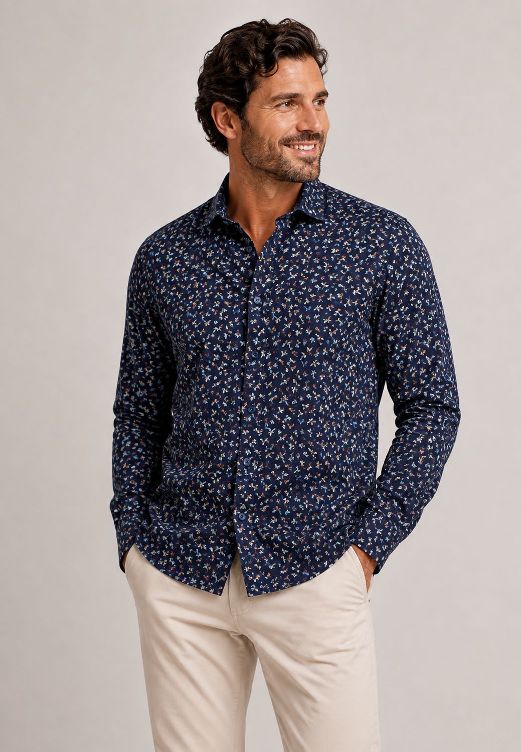 FNF - Long Sleeve Shirt - Navy Tajine  - 31.001, Size.: Small