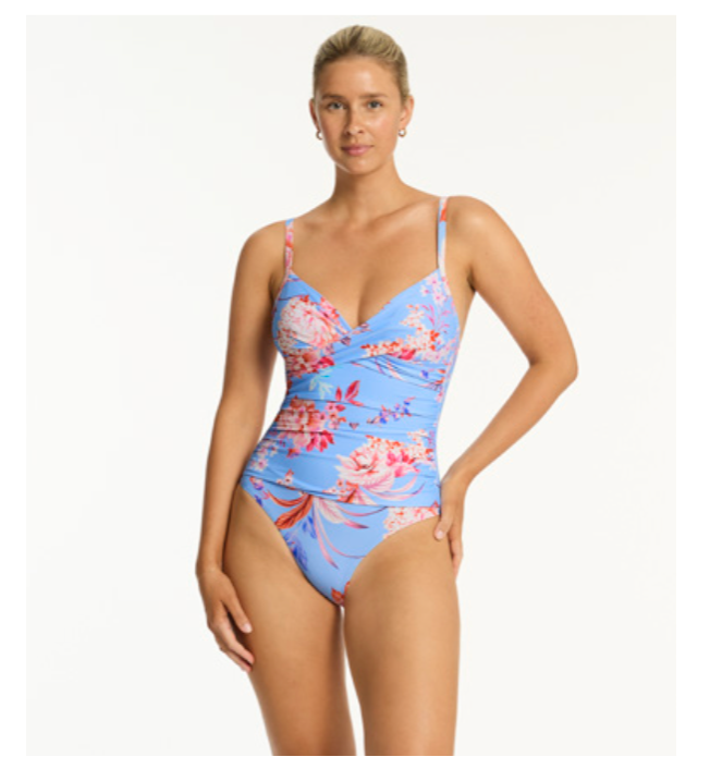 Sea Level - Cross Front Scoop Back One Piece - Light Blue, Size.: 32