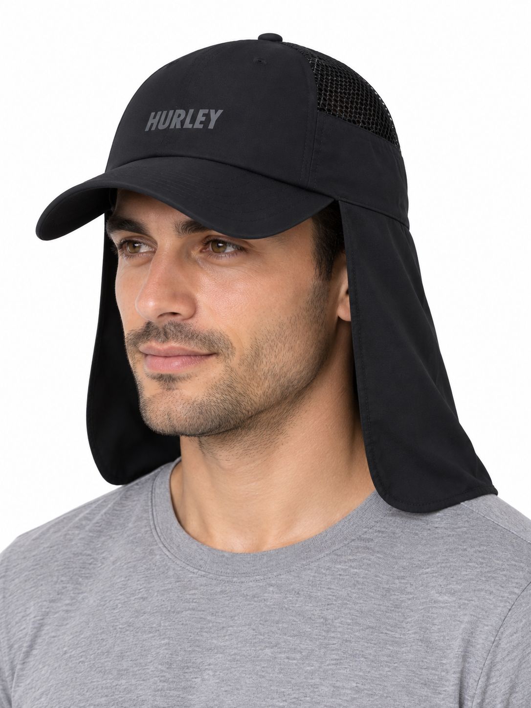 Hurley - Phantom Cove Cover Up Hat - UPF50+, Colour: Black, SPF-Factor: UPF50+