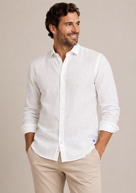 FNF - Linen Long Sleeve Shirt - Off White - 99.0004