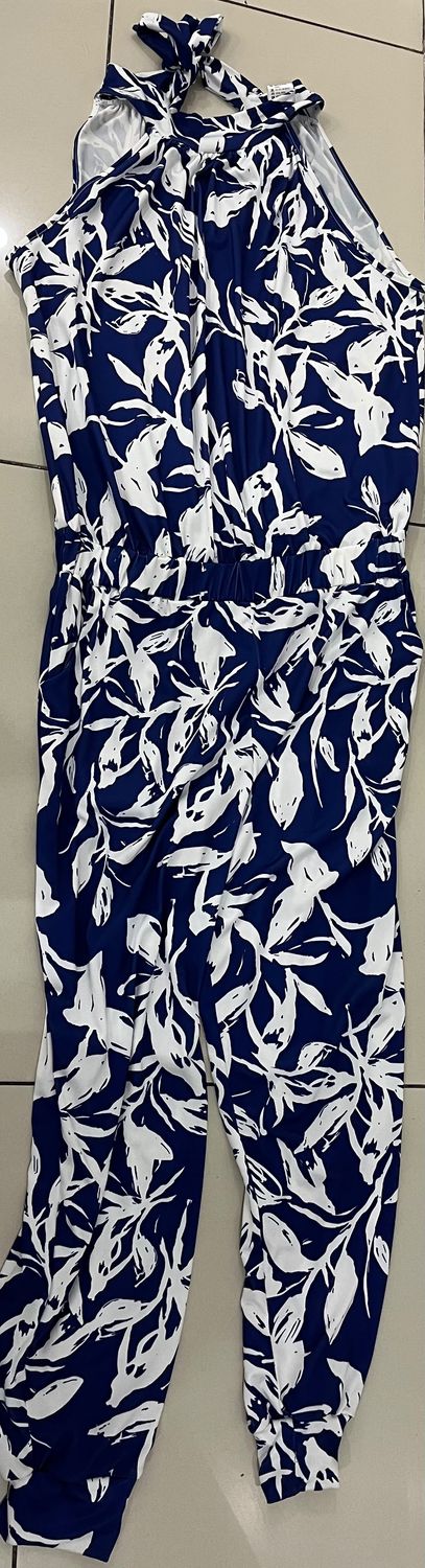 Silva - Blue &amp; White Printed Jumpsuit, Size.: Small