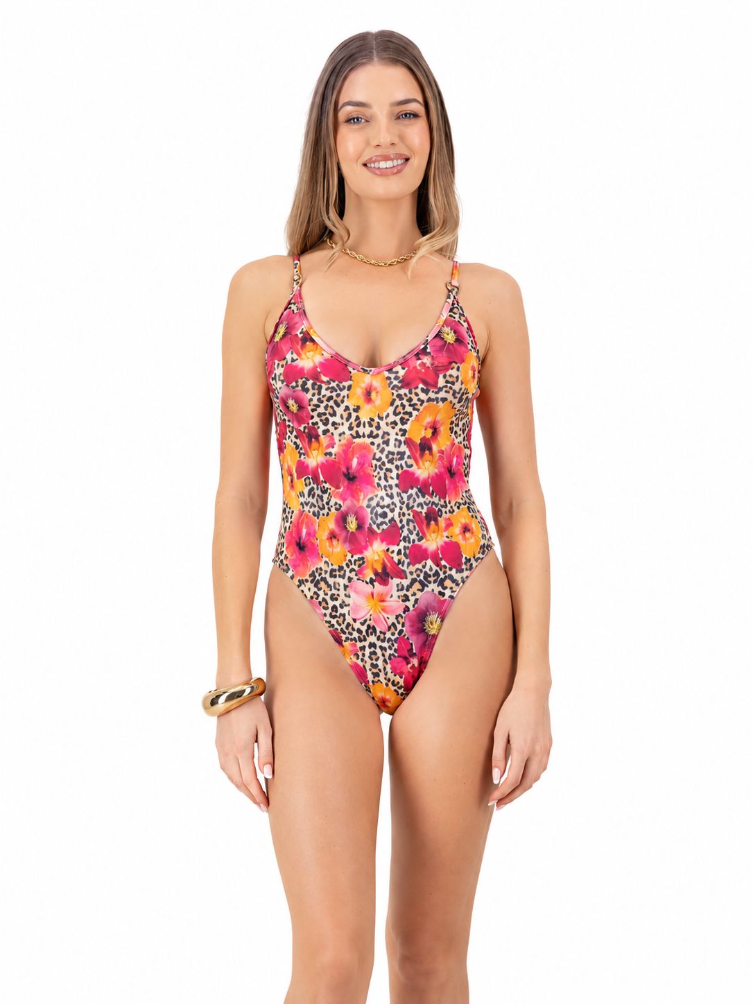 Granadilla - V-Neck One Piece - Leopard Floral, Sizes: X-Small