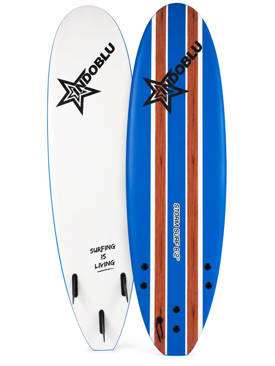 Indoblu - Soft Top Surfboard - Storm 6'2 - 3 Colour options, Colour: Dark Blue