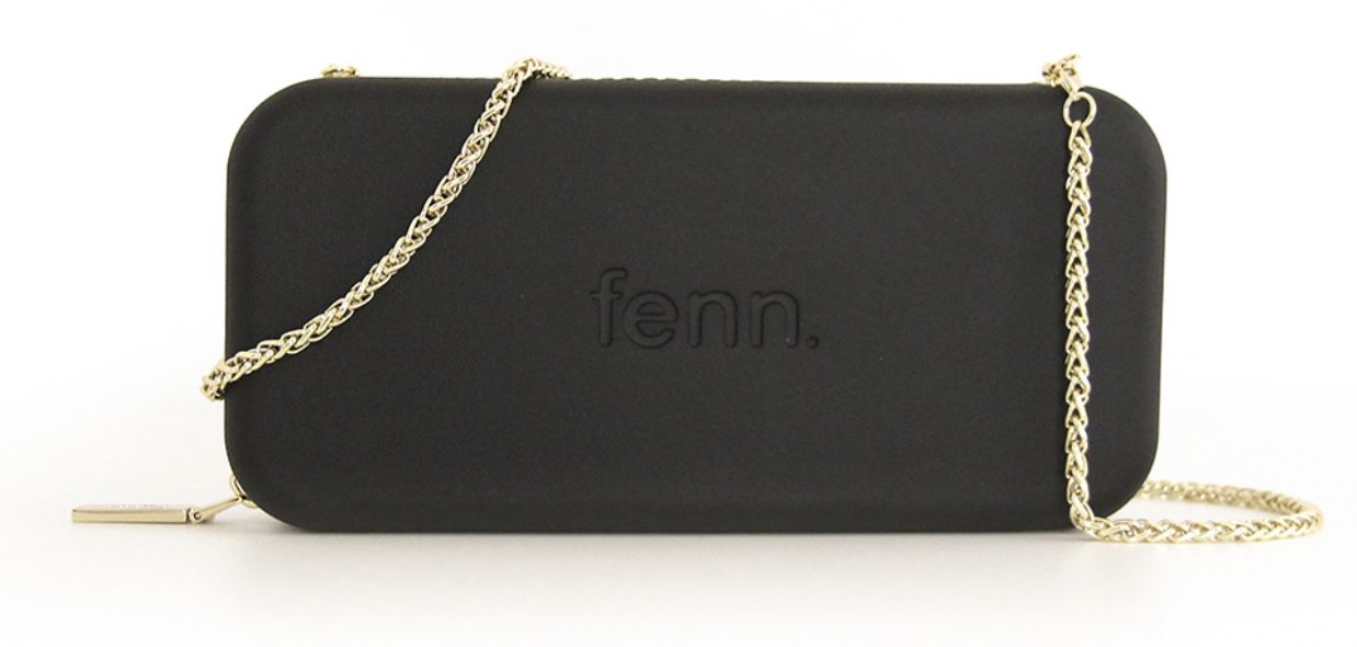 Fenn - Wallet - Black - Gold Zip - Gold Chain