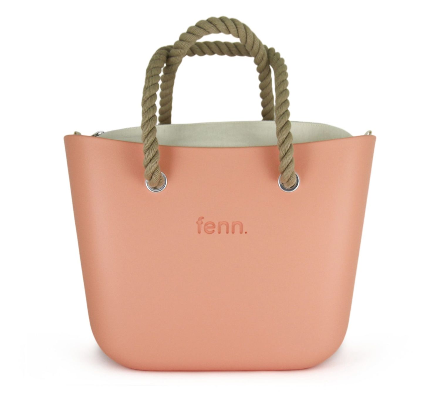 Fenn - Original Collection - Salmon - Beige Inner - Silver Zip - Beige Rope Handle