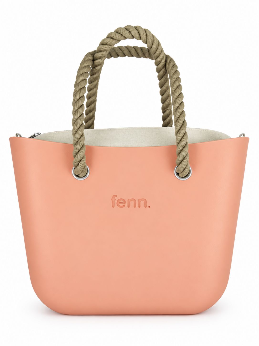 Fenn - Original Collection - Salmon - Beige Inner - Silver Zip - Beige Rope Handle