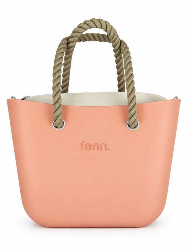 Fenn - Original Collection - Salmon - Beige Inner - Silver Zip - Beige Rope Handle