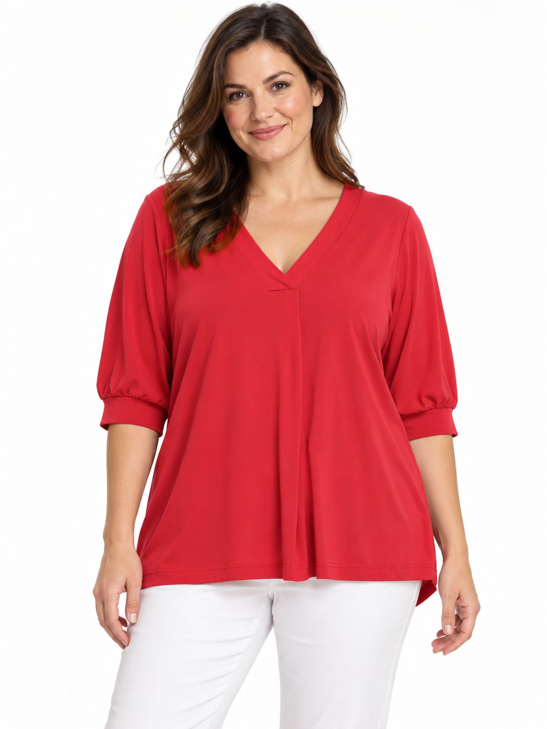 Silva - Coral V-Neck Top, Sizes: Small