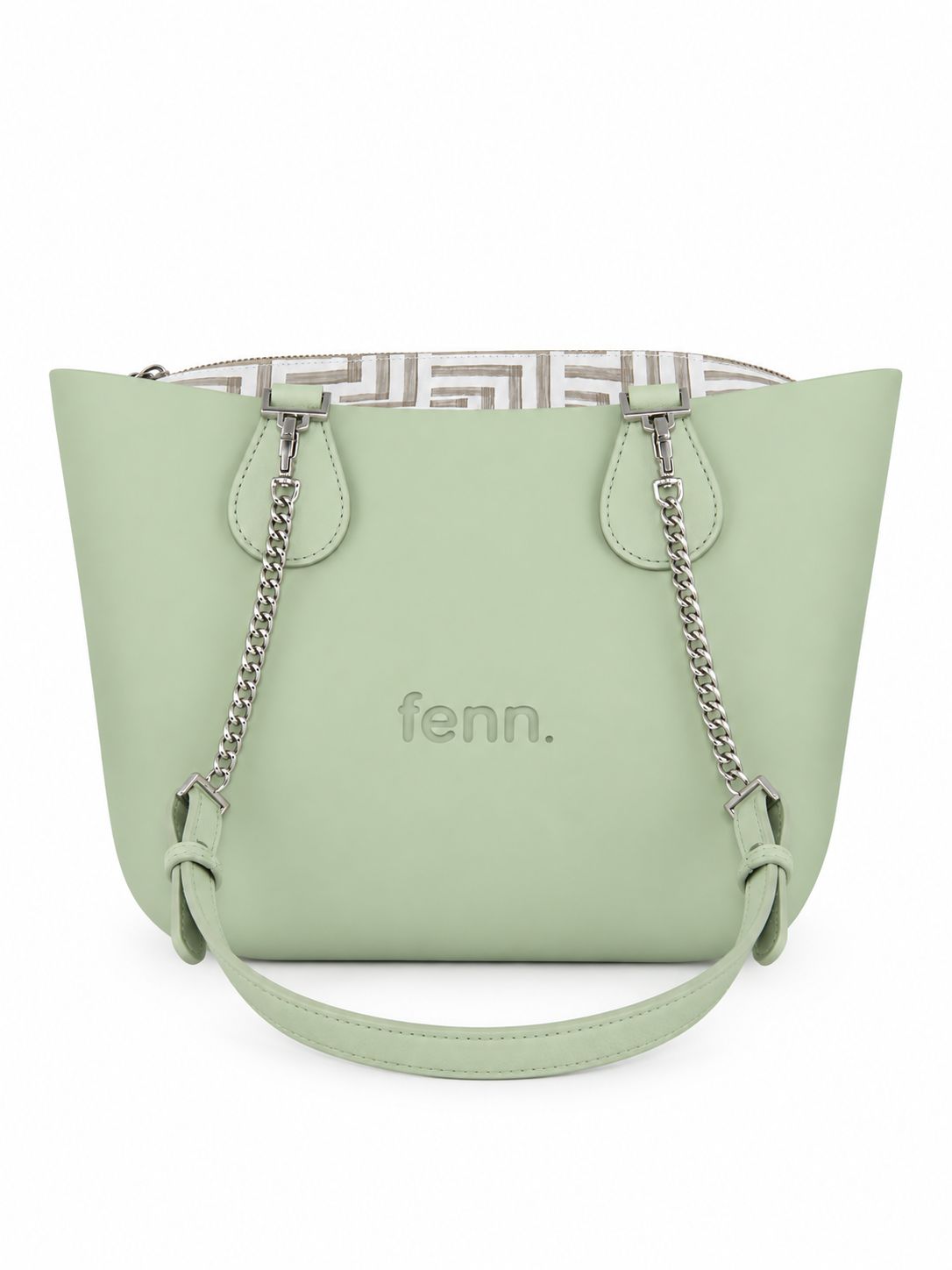 Fenn- Petite- Pastel Green/Pattern Inner/Silver Chain Handle -P376