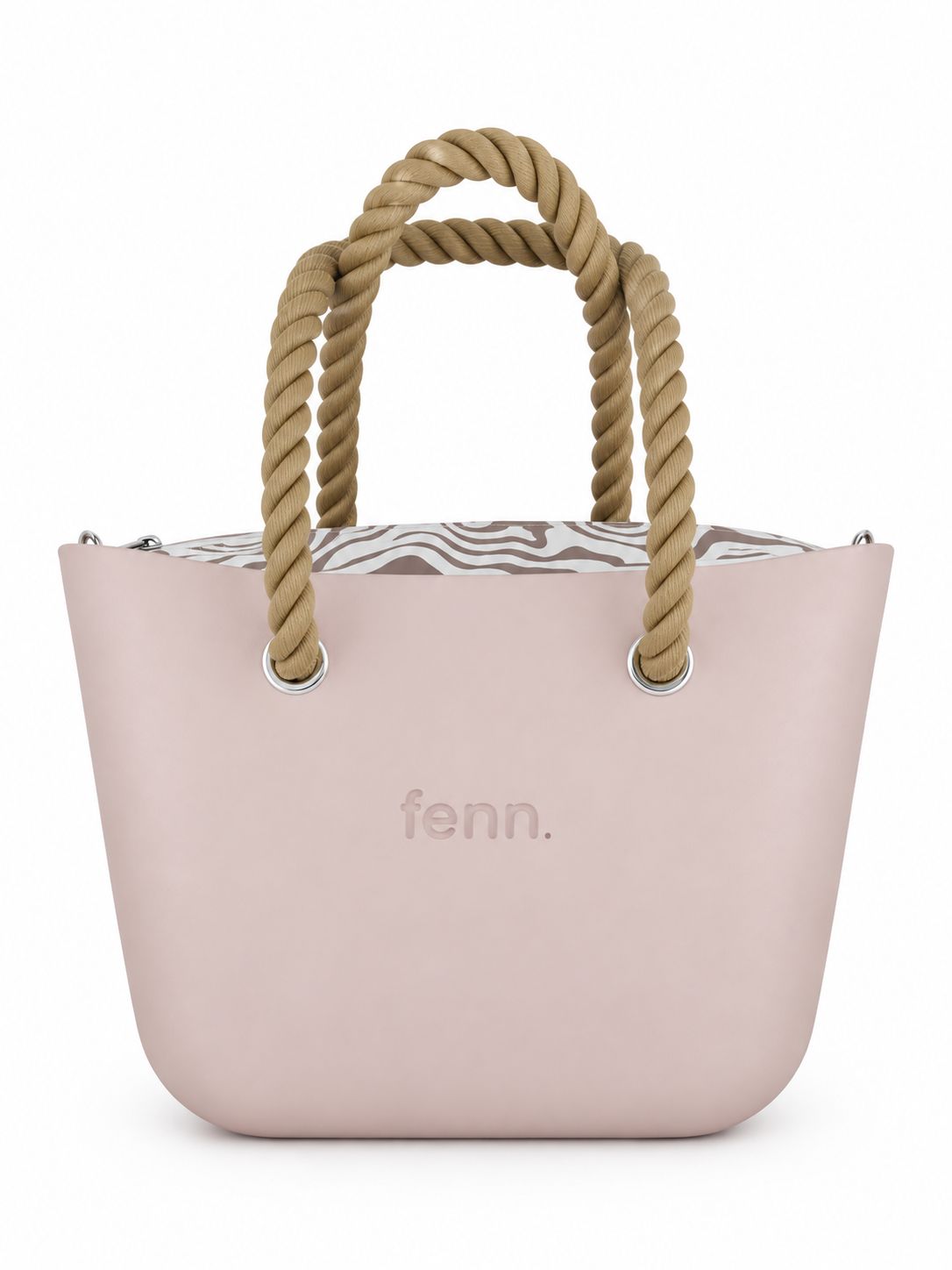 Fenn - Petite - Light Pink - Pattern Inner - Silver Zip - Beige Rope Handle -P380