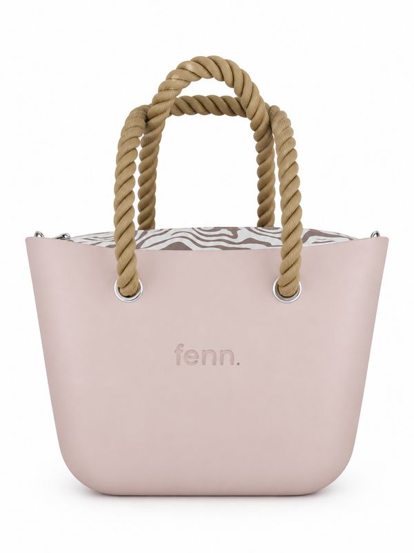 Fenn - Petite - Light Pink - Pattern Inner - Silver Zip - Beige Rope Handle -P380