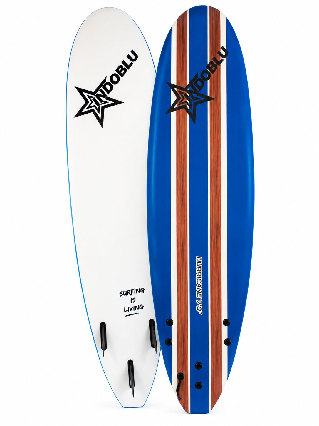 Indoblu - Soft Top Surfboard - Hurricane 7'0 - 3 Colour options, Colour: Dark  Blue