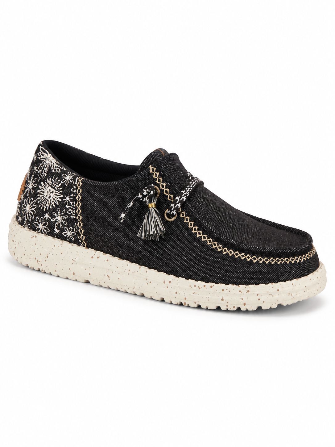 Hey Dude - Wendy Funk Embroiderd Floral - Black, Sizes: UK4