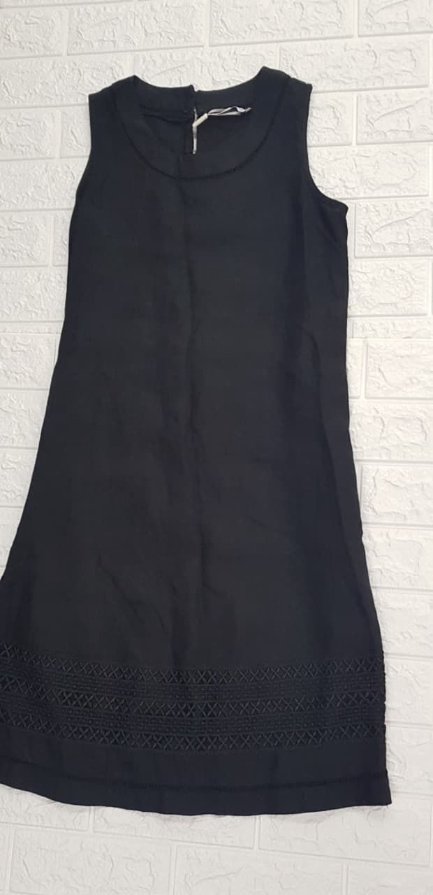 Italy - Linen Short Dress - Black, Size.: 36 ( M )