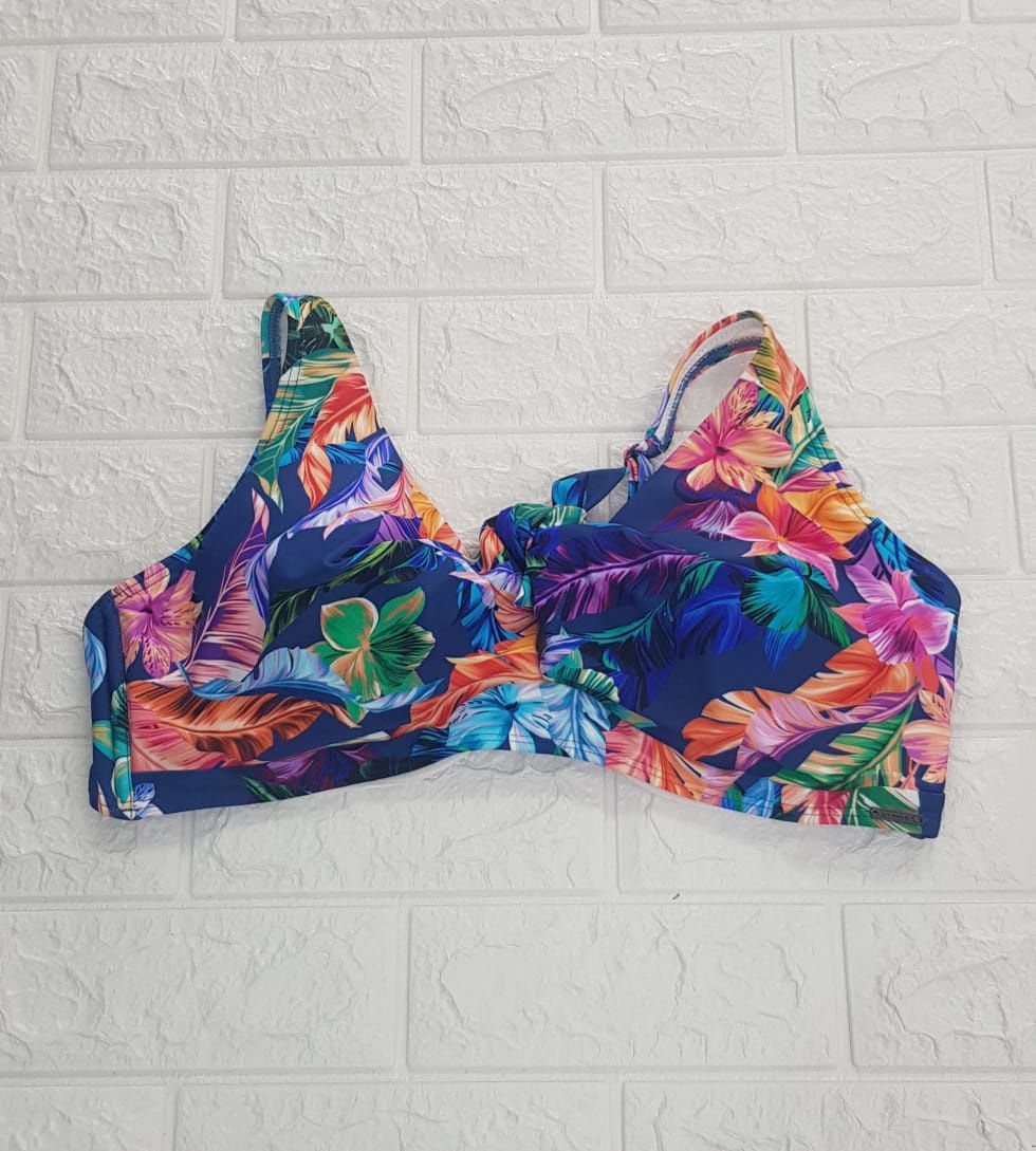 Moontide - Owhyee U/W Tie Front Top - M8903OY, Colour: Blue Tropical, Size.: UK 8, Style: Tie Front
