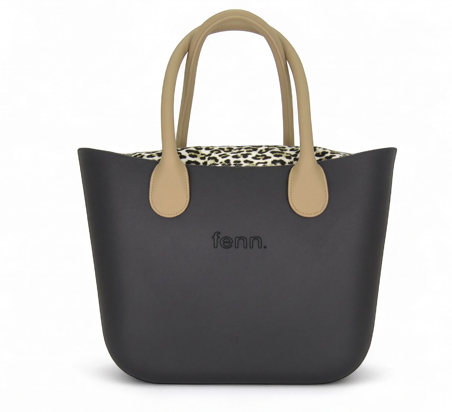 Fenn - Original Collection - Black - Pattern Inner - Gold Zip - Light Tan Round Handle