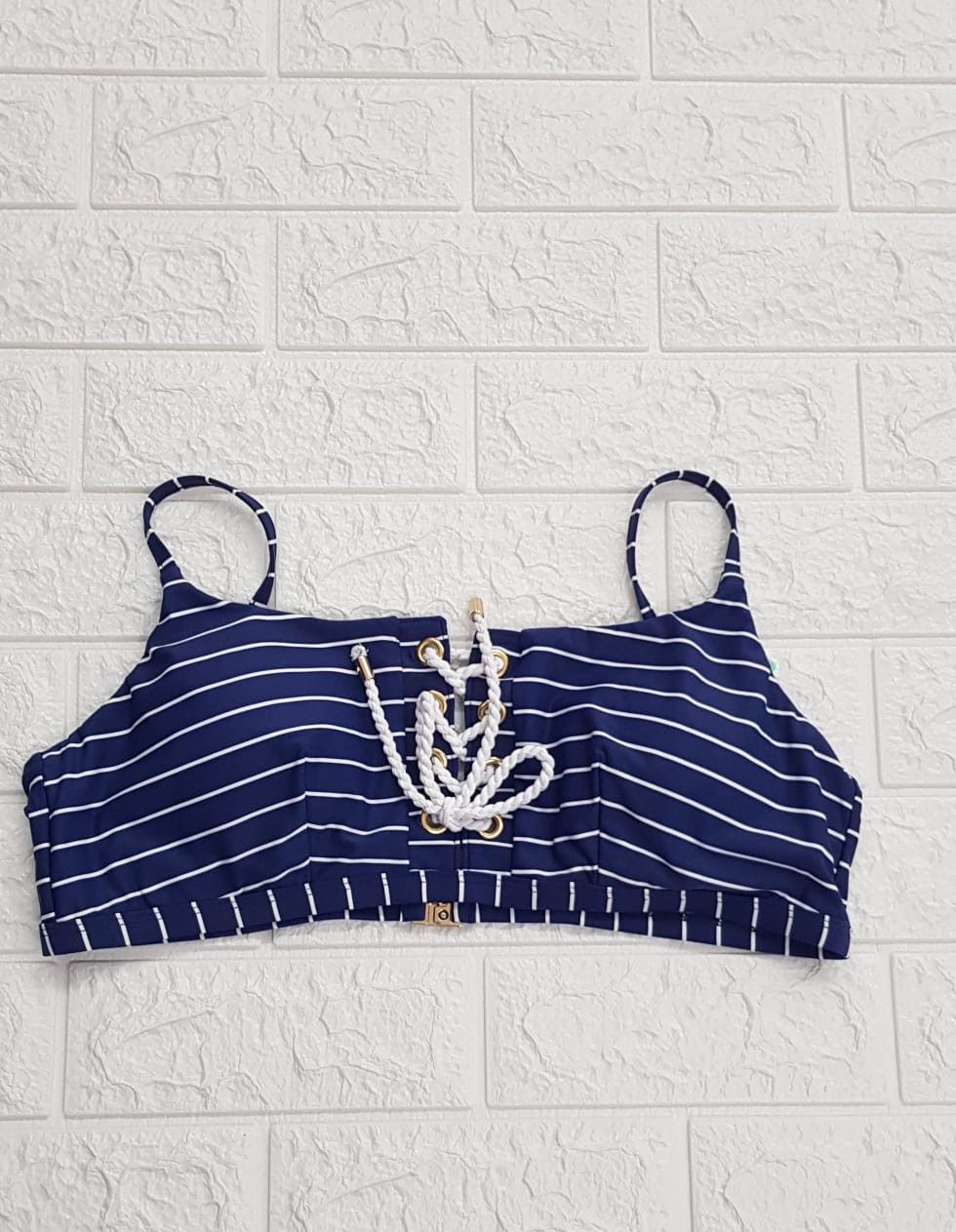 Sea Level - Tri Mid Navy Striped Bra