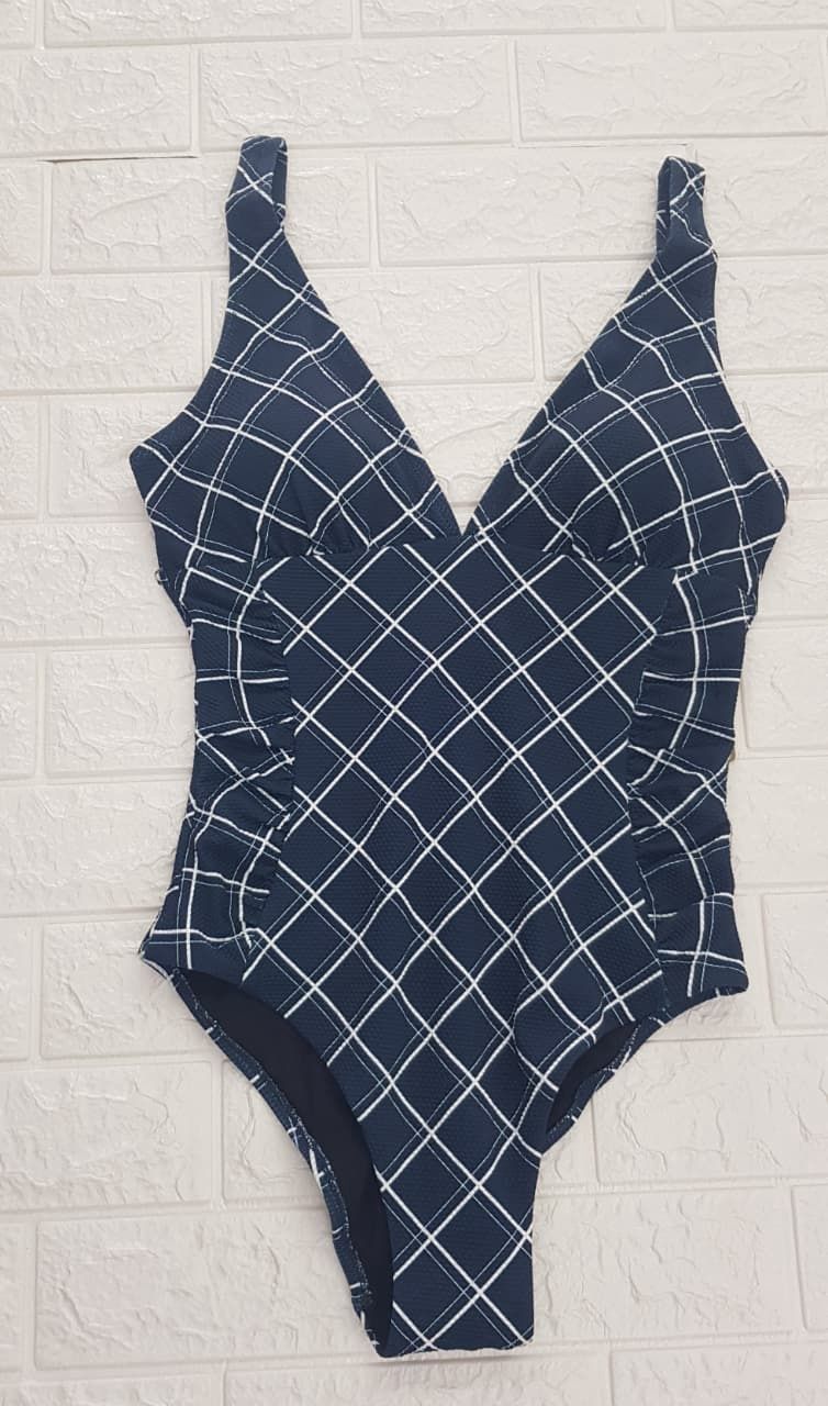 Moontide - Side Ruched Plunge Suit / M4677ES, Colour: Atlantic Blue, Size.: UK 8