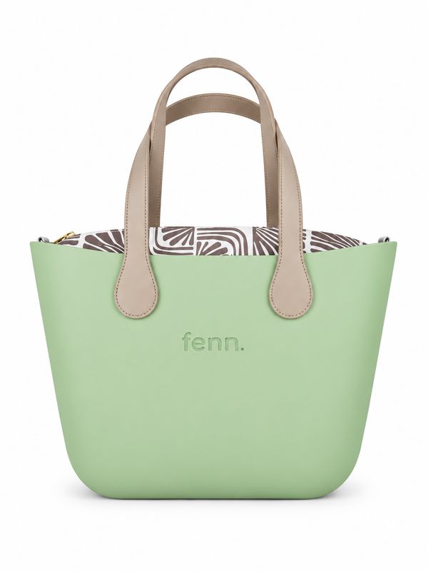 Fenn - Original Collection - Pastel Green - Pattern Inner - Gold Zip - Light Stone Flat Handle