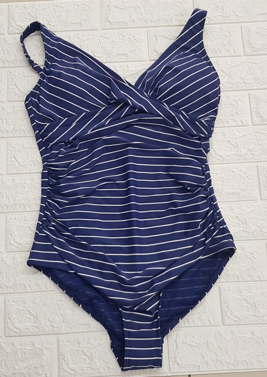 Sea Level - Twist Front Mid Navy Striped One Piece -SL1585SL