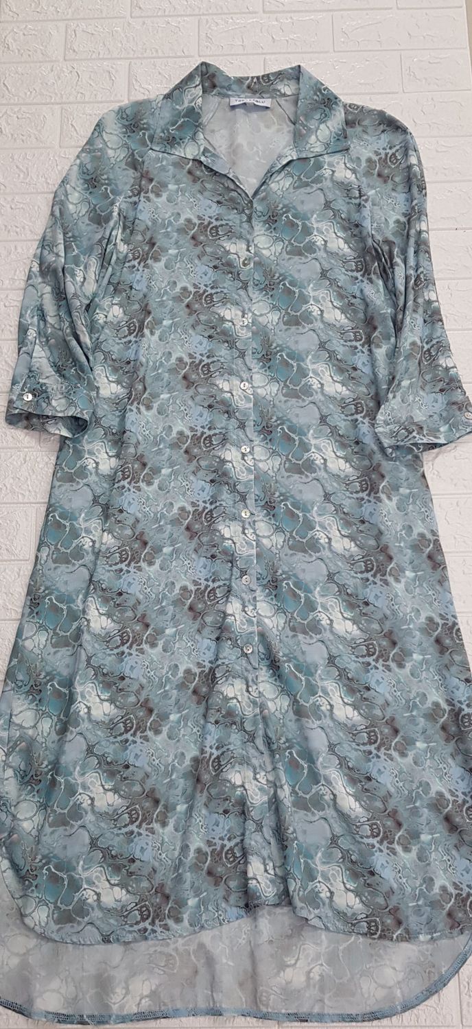 Topazz - Relaxed Raglan Maxi Dress, Colour: Turquoise Print, Size.: 30