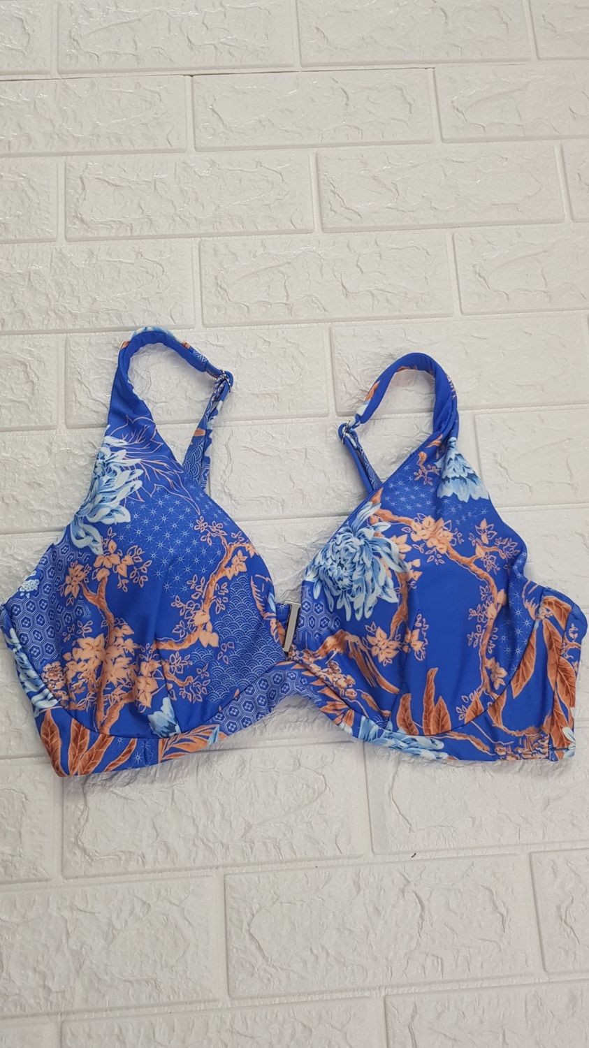 Seafolly - Eden Island Vibe / Ruched, Description: Blue, Size.: UK 8, Style: V-Neck
