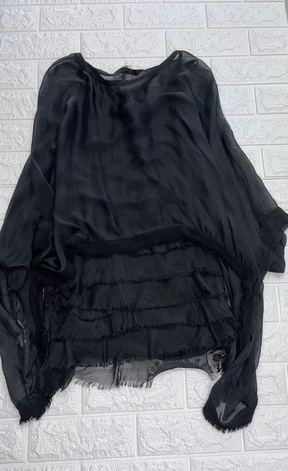 Italy - Silk Layered Frill Cami Top, Colour: Black, Size.: One Size