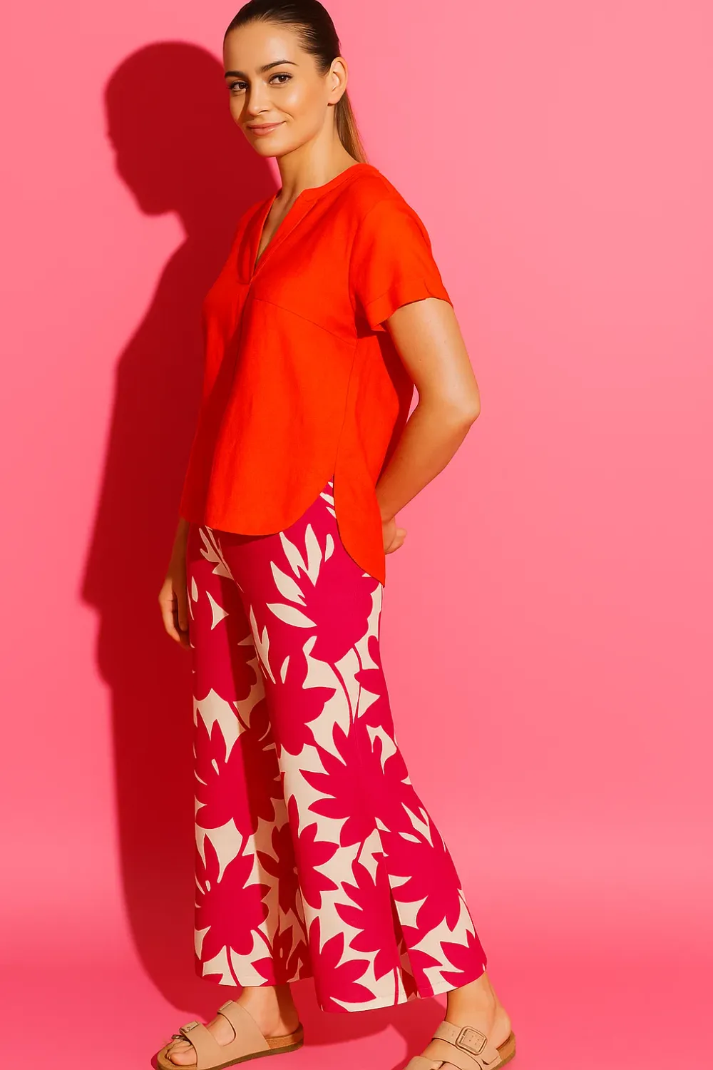 Stil Capsule -  Drawstring Pant - Flower Print Rasberry, Size.: XS