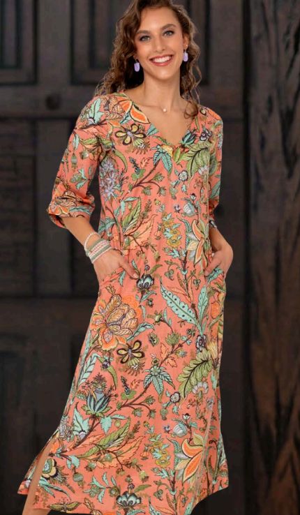 Iconic -Gloria Dress - Coral Floral