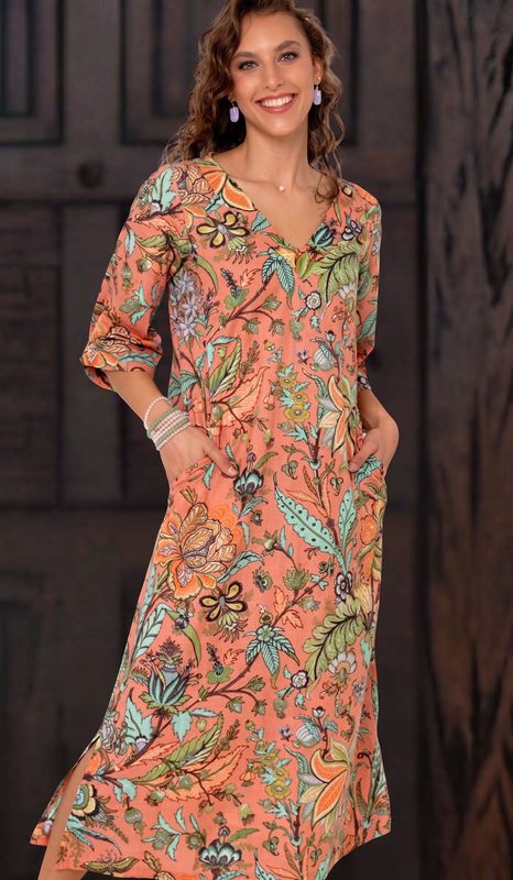 Iconic -Gloria Dress - Coral Floral