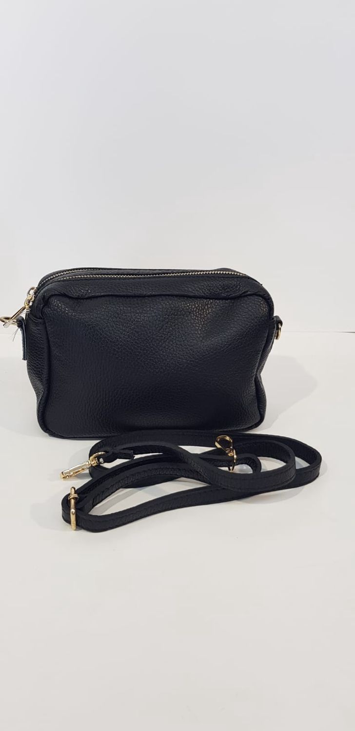 Italy Collection - Double Zip Small Cross Body, Colour: Black, Size.: One Size