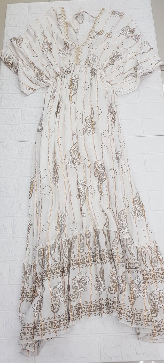 Stella Morgan - Gold /White Maxi Dress /D172408, Size.: Small