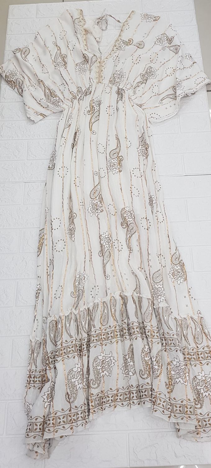 Stella Morgan - Gold /White Maxi Dress /D172408, Size.: Small