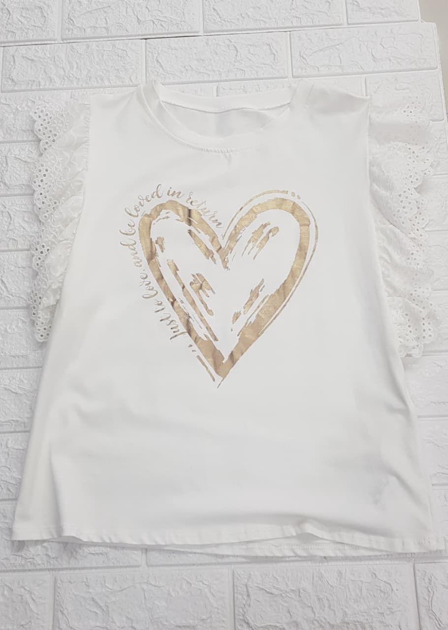 Italy - Gold Heart S/Sleeve T-Shirt